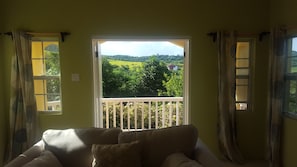 Living room view looking out to the property