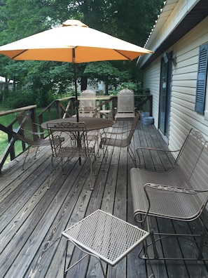 Back deck with patio furniture