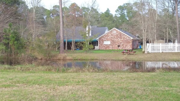 View from the golf course into my back yard. 
