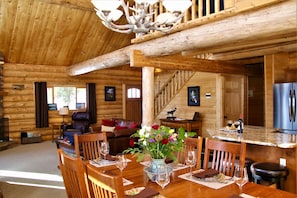 Wonderful gathering space - table seats 6 + 2 more chairs with table extension.
