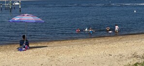 Family time at Our Private beach! Sit outside, relax, enjoy the water views. 