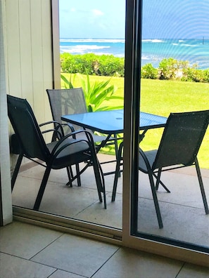 Enjoy breathtaking oceanfront seascapes from new patio furniture.