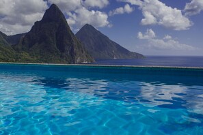 while swimming, view the Pitons 