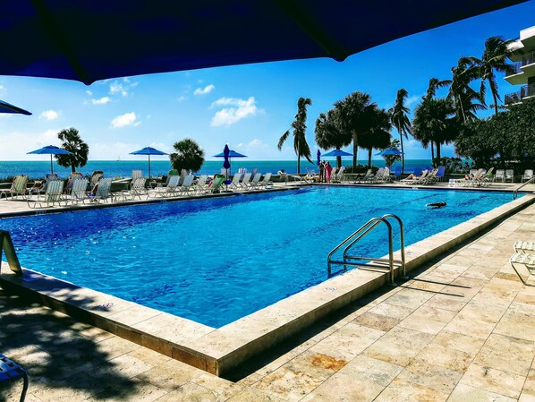 Our pool beside the ocean, lots of sun but plenty of shade as well.