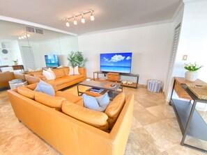 Living room with 65 inch LED smart tv