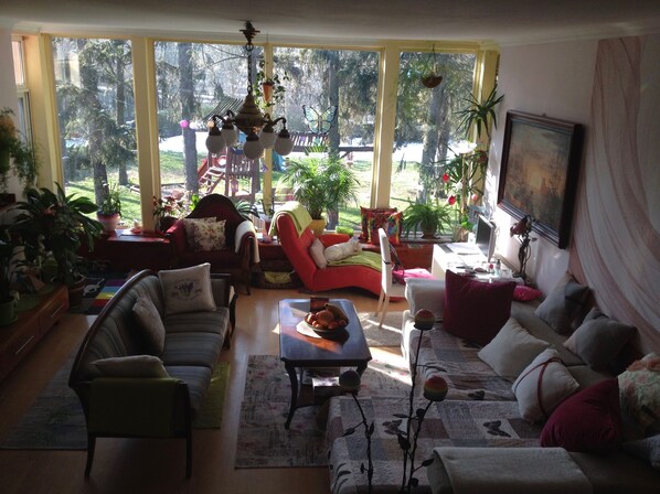 Living room with stunning view in the  large garden