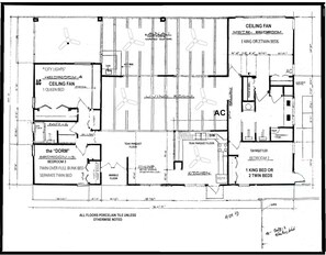 Main house floor plan, simplified, showing AC units
