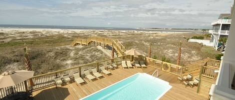 Pool and beach view from first floor deck.