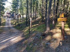 Sign on Matterhorn drive at Owls Nest driveway. We are 120 Matterhorn