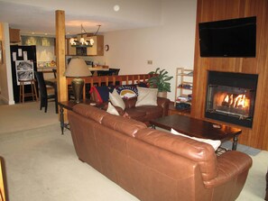 Enjoy the warmth of the gas fireplace.