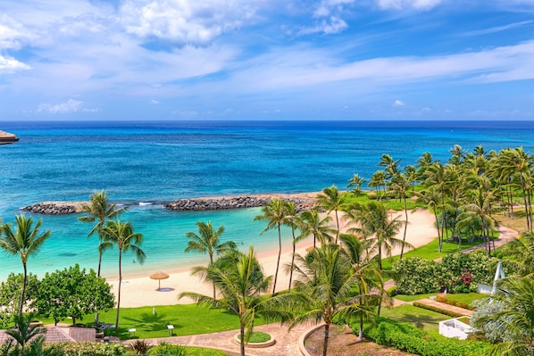 The amazing oceanfront view from our Beach Villa!