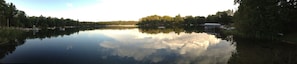 Heart Lake is all sports but the bay in front of the cabin is no-wake.