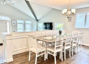 Dining area flows to kitchen & great room - seats 10 at table and 4 at island. 