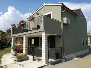 in front of the house