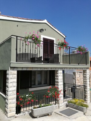 in front of the house
