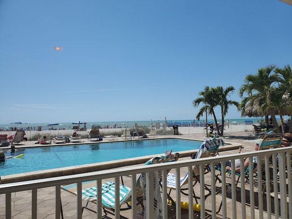 Enjoy the pool facing the gulf with gazebos& barbeque area then step onto  beach
