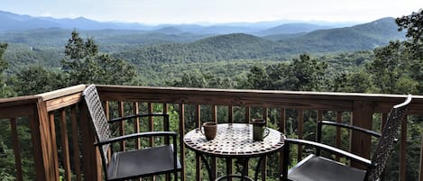 Coffee in the AM from the deck at 2500 feet, high up on Yonah Mountain !