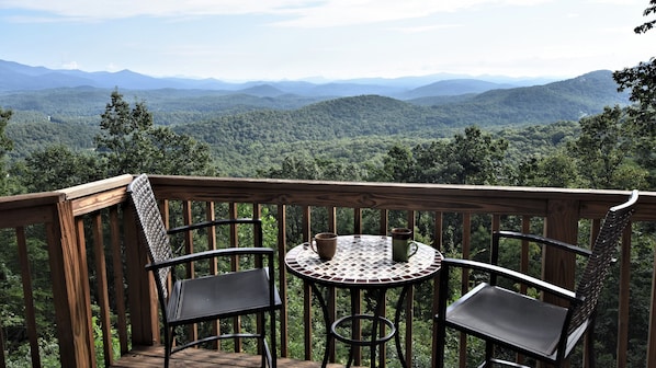 Coffee in the AM from the deck at 2500 feet, high up on Yonah Mountain !