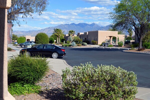 View From Our Front Door, Showing The Santa Rita Mts and Pool Entrance.