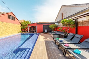 Private Pool with sunbeds on terrace