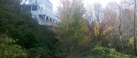 View from the park, right below the screenporch and the two decks.