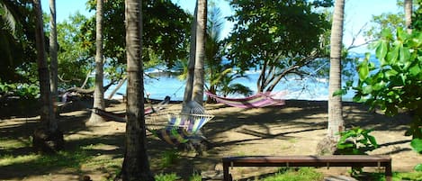 Your hammock relaxing area just below your cabina in front of the ocean