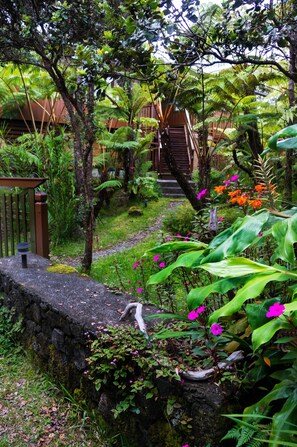 Rock wall & walking path leading to the cottage.