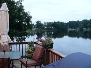 Waterview off deck which overhangs Lake Lashaway