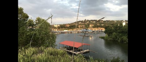 View of the marina from the property; no direct lake access
