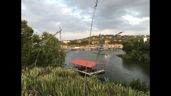 View of the marina from the property; no direct lake access