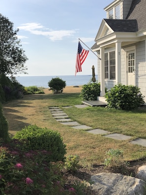 The path from the parking area to the front door of the cottage.