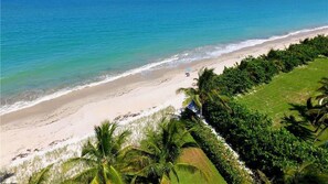 private beach, steps from house