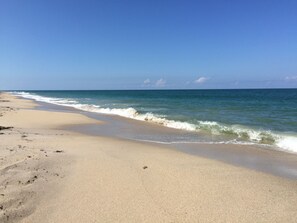 private beach 150 meters from front door