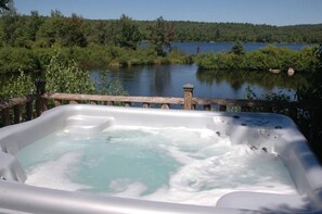 hot tub overlooking the water