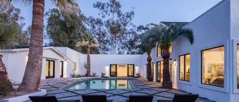 Night view of pool.