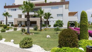 The beautiful garden of the Babylon Beach holiday resort