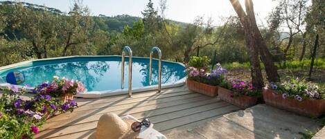 Pool with view tuscany landscape