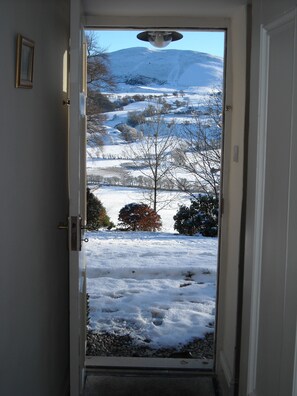 View of Llantysilio Mountains from front door on a snowy winters morining