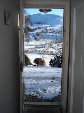 View of Llantysilio Mountains from front door on a snowy winters morining