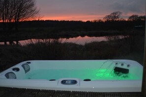 Sunset over the hot tub