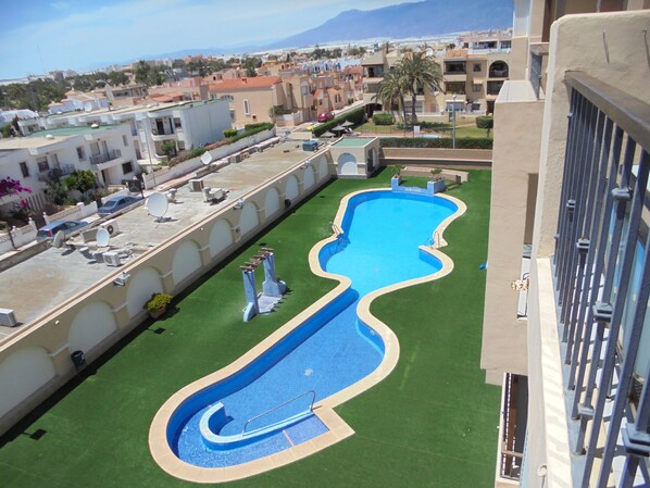 Swimming pool of Los Hibiscus - view from terrace