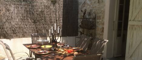 The lower terrace easily accessible from the kitchen - ideal for outdoor dining