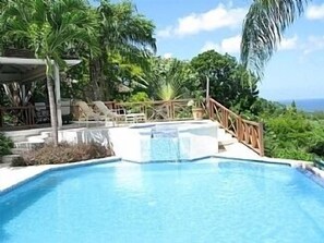 Pool and outdoor heated jacuzzi