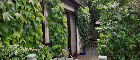 Gate to private apartment and patio