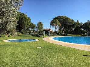 There is a large pool and a small recreation pool for toddlers.