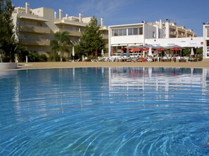 View of restaurant from other side of pool.