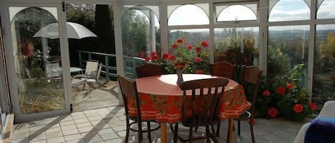 Conservatory and terrace with amazing westerly views.