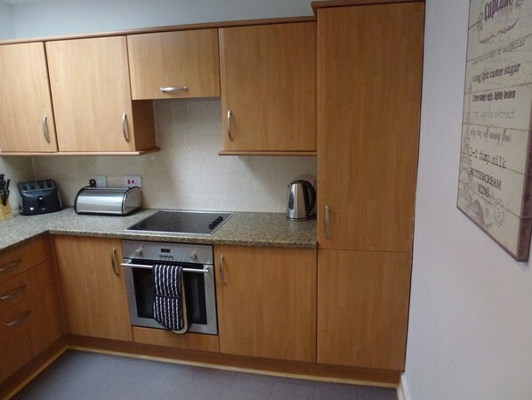 Our Kitchen is fully equipped and has everything you need for your stay.