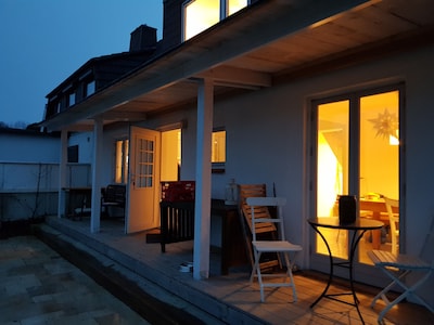 Close to the beach holiday home with large garden on the steep bank of the Kiel Fjord