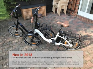 Neu in 2018! Sie können 2 e-Bikes leihen. Kontaktieren Sie uns.